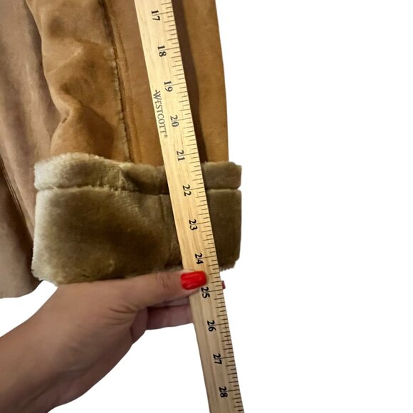 Vintage Oleg Cassini Faux Suede Coat With Faux Fur Trim & Hood size tag missing - Picture 8 of 8